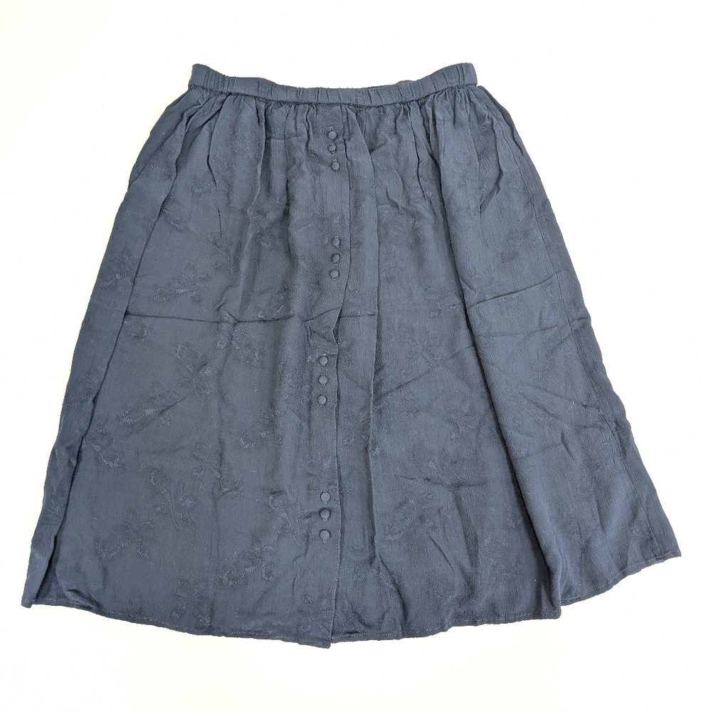 Vintage Navy blue midi skirt with buttons Susan bristol large [207]